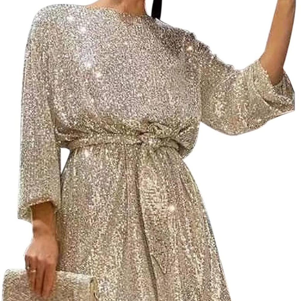 Amazon Gold Sequin Dress with Belt